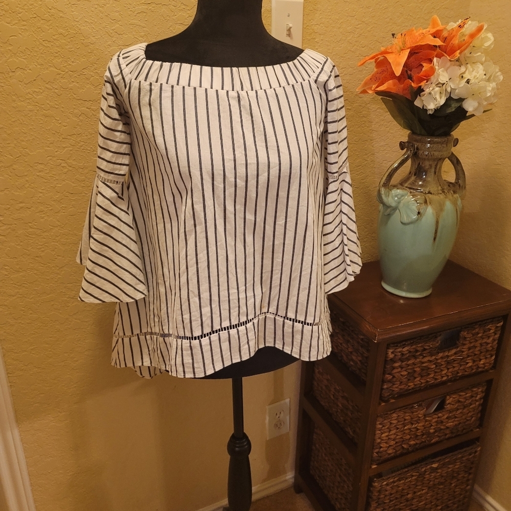 Flared sleeve‎ 100 % cotton blouse